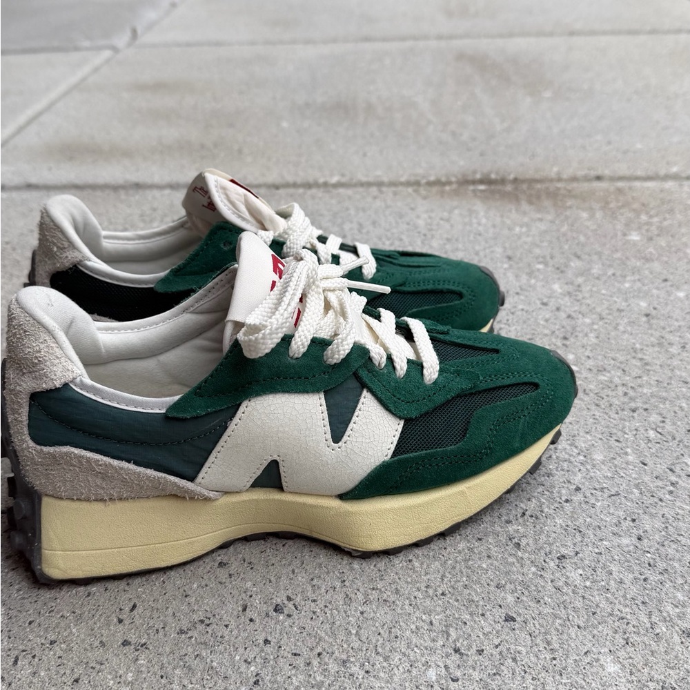 New Balance Green and Cream Athletic Shoes - Picture 2 of 7